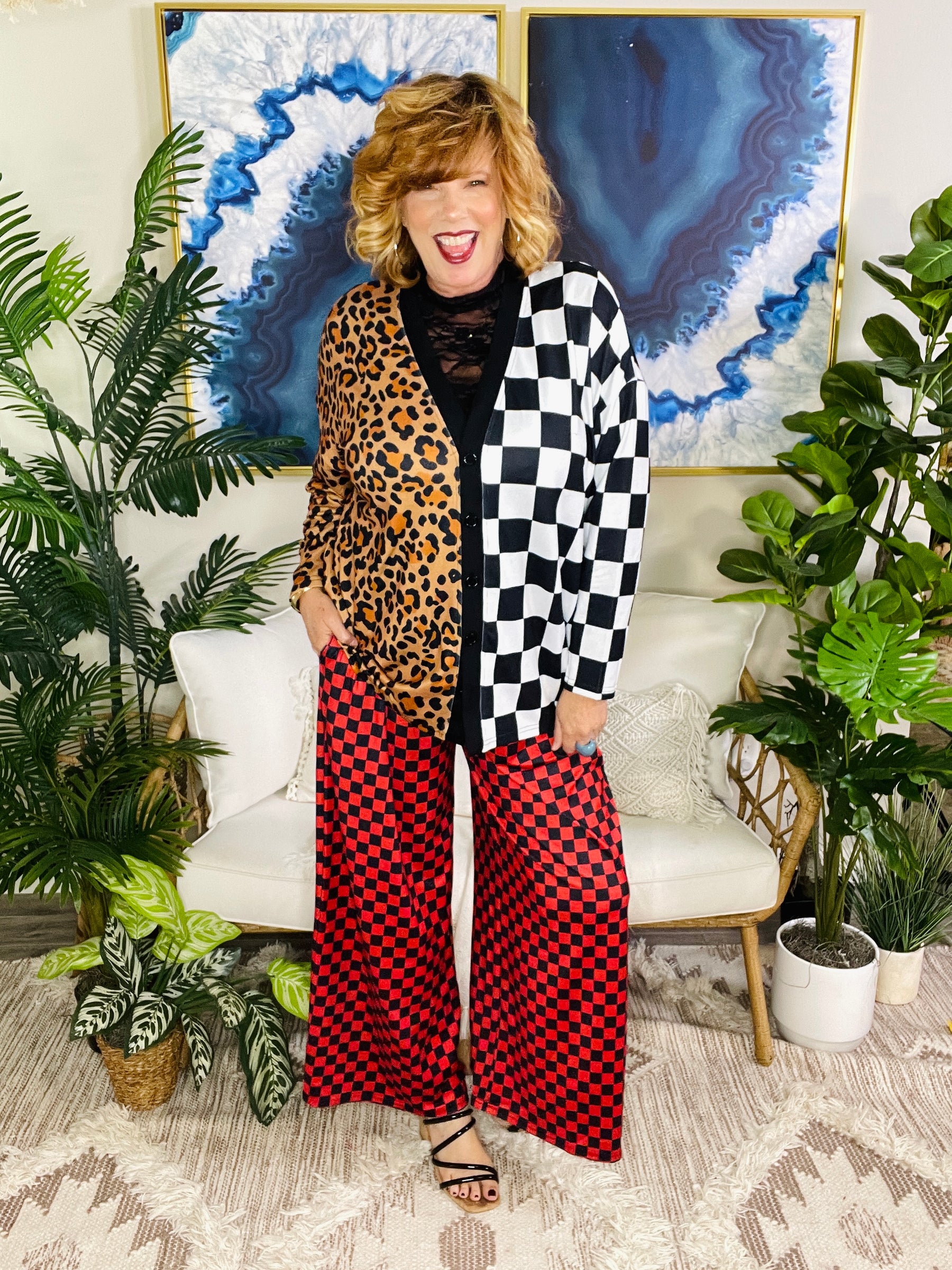 Ready Set Slay Checkered Pants - LW002RD