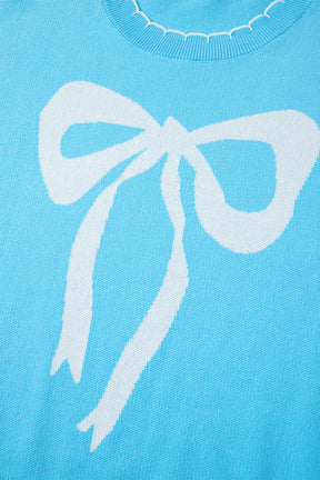 Bow My Gosh Blue Sweater