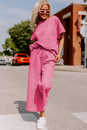 Set Things In Motion Pink Top and Drawstring Pants Set