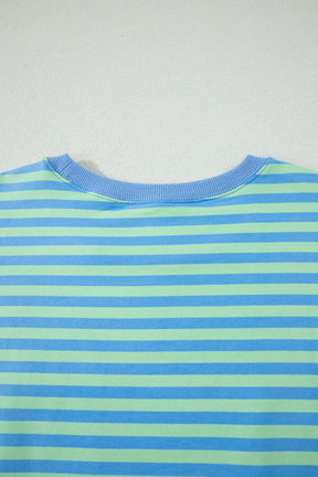 Coastal Ease Green Stripe Top And Short Set