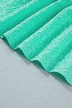 Mint All Day Embroidered Puff Sleeve Textured Top