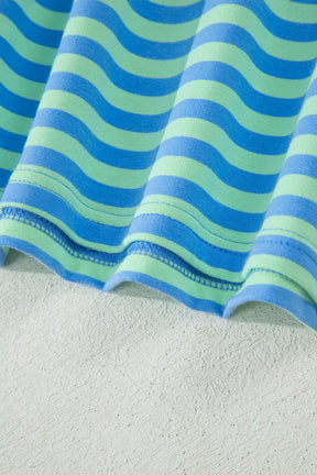 Coastal Ease Green Stripe Top And Short Set