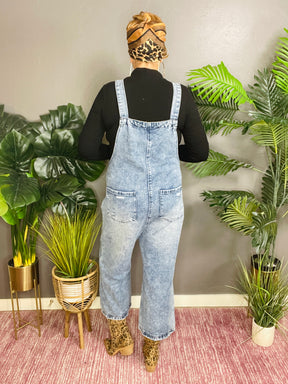 Denim Made Easy Distressed Overalls