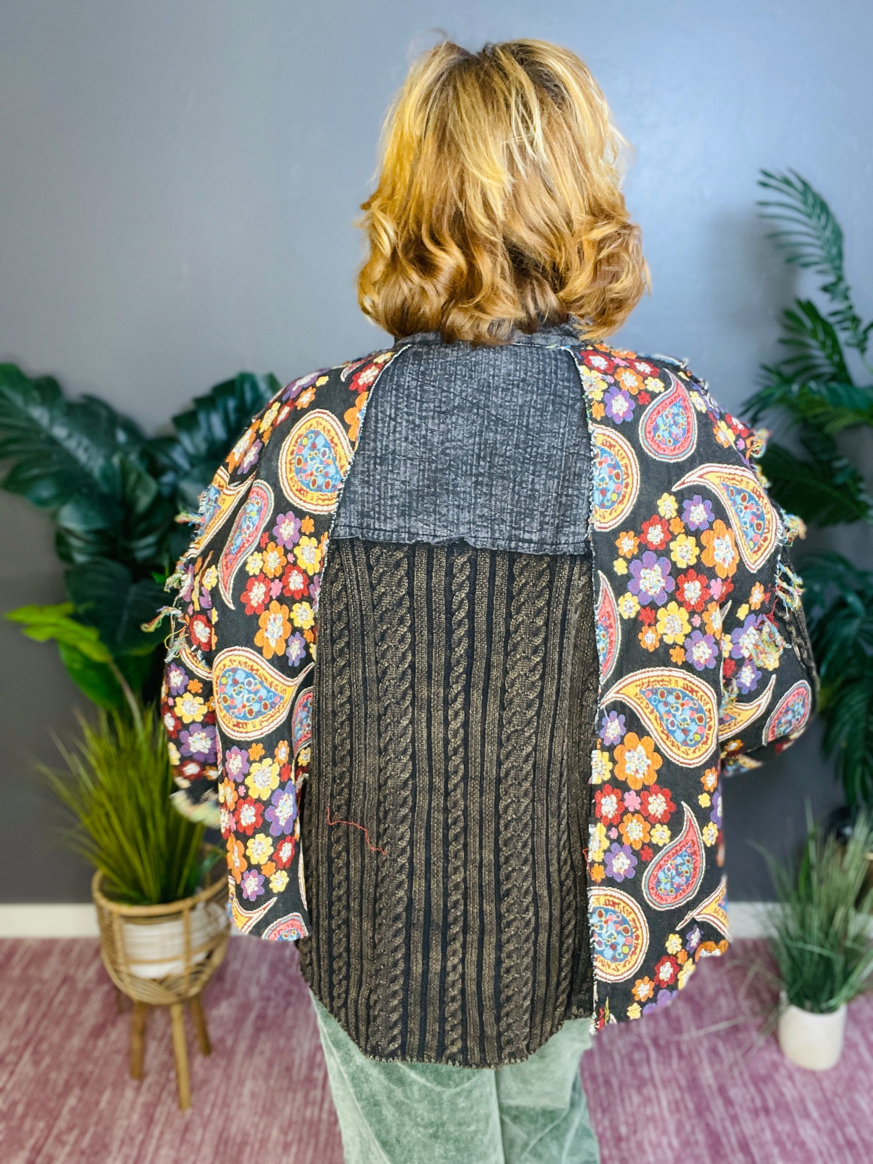 Pretty In Paisley Black Sweater Top - S011BK