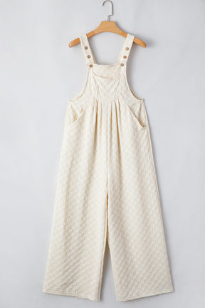 On The Checklist Beige Checkered High Waist Wide Leg Overall