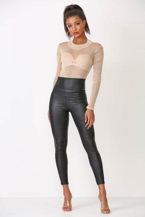 Sleek Street Style Faux Leather Leggings ~ L001BK