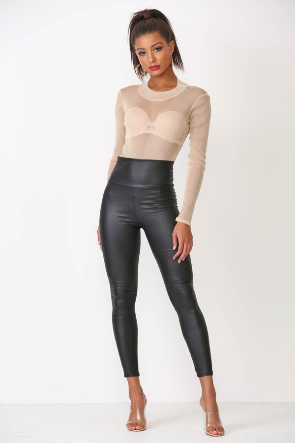 Sleek Street Style Faux Leather Leggings ~ L001BK