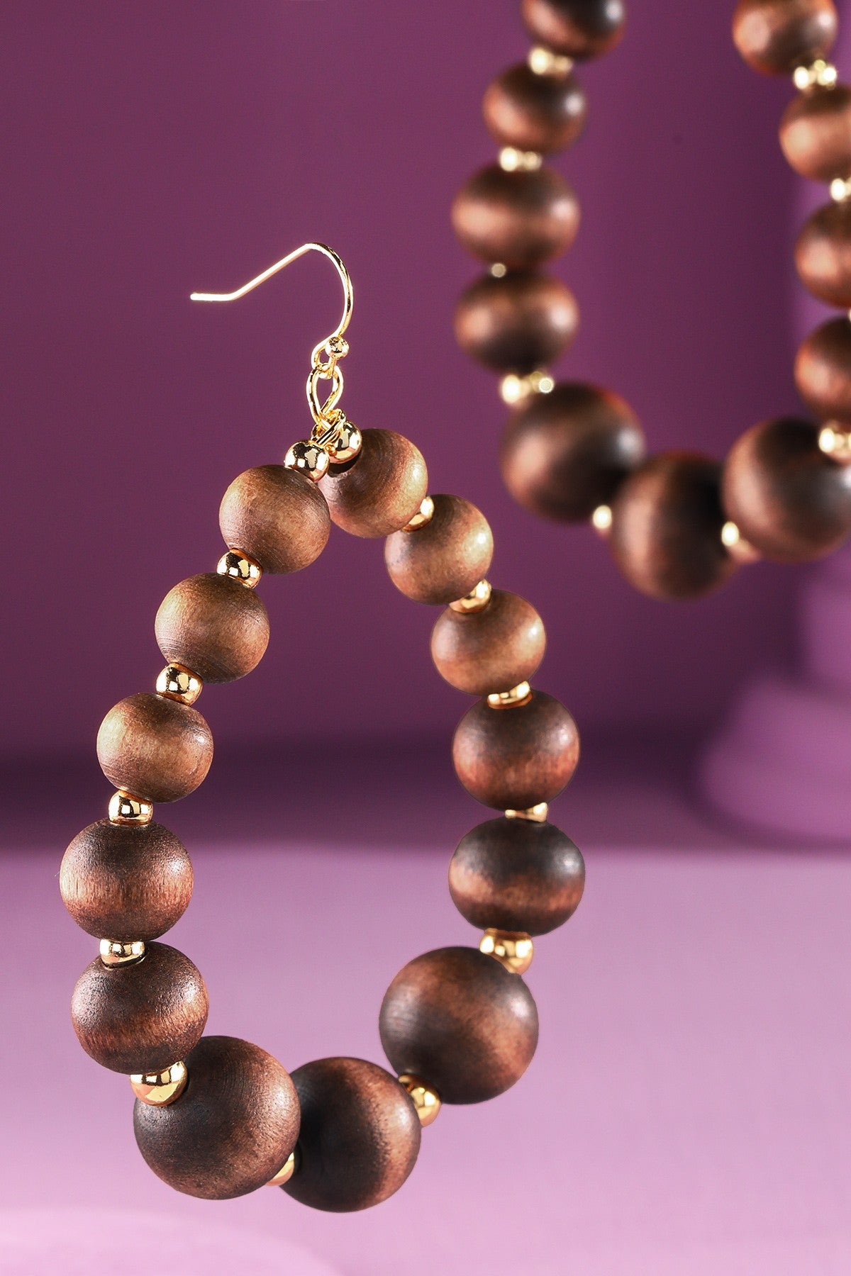 Brown Wood Teardrop Earrings - E055BR