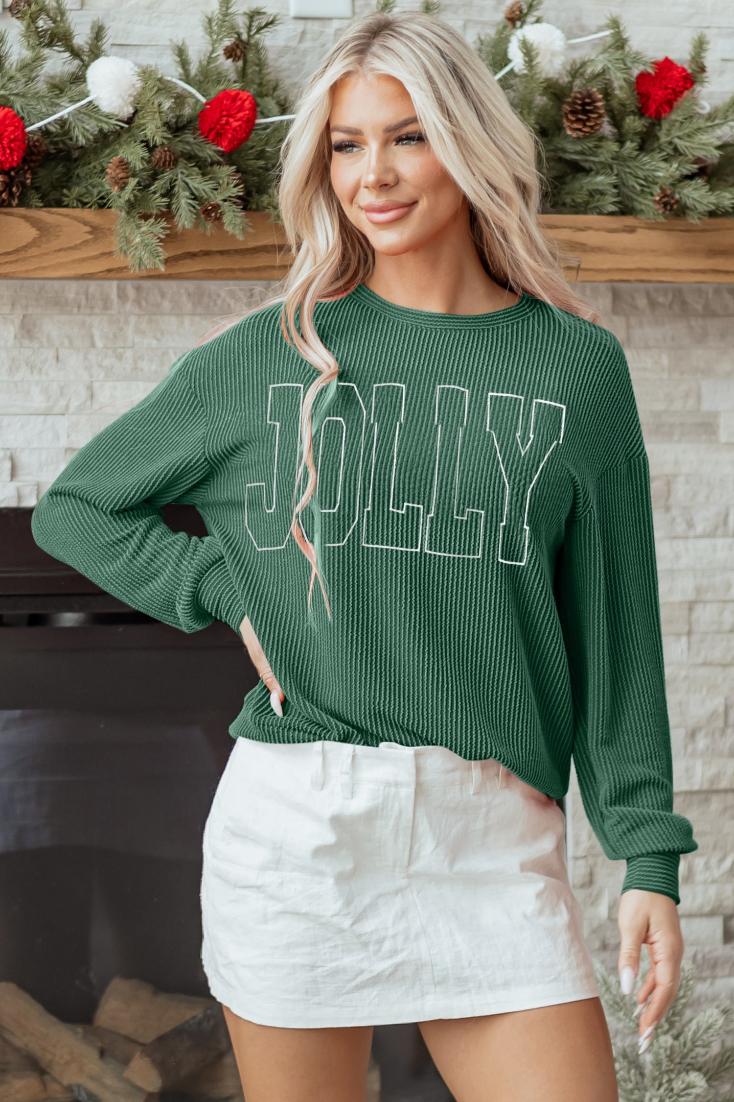 Green Ribbed Merry Top