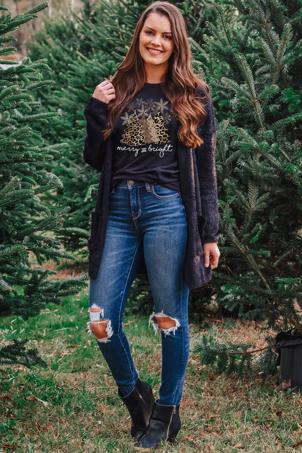 Leopard Christmas Tree Graphic Tee