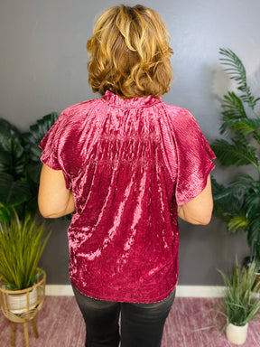 Truly Chic Crushed Velvet Pleated Top