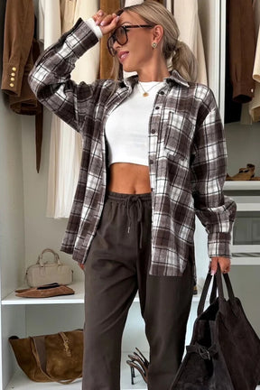 Just Pretty Things Plaid Boyfriend Shacket