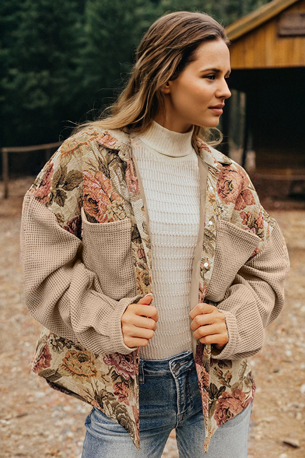 The Bloombreaker Floral Waffle Knit Jacket