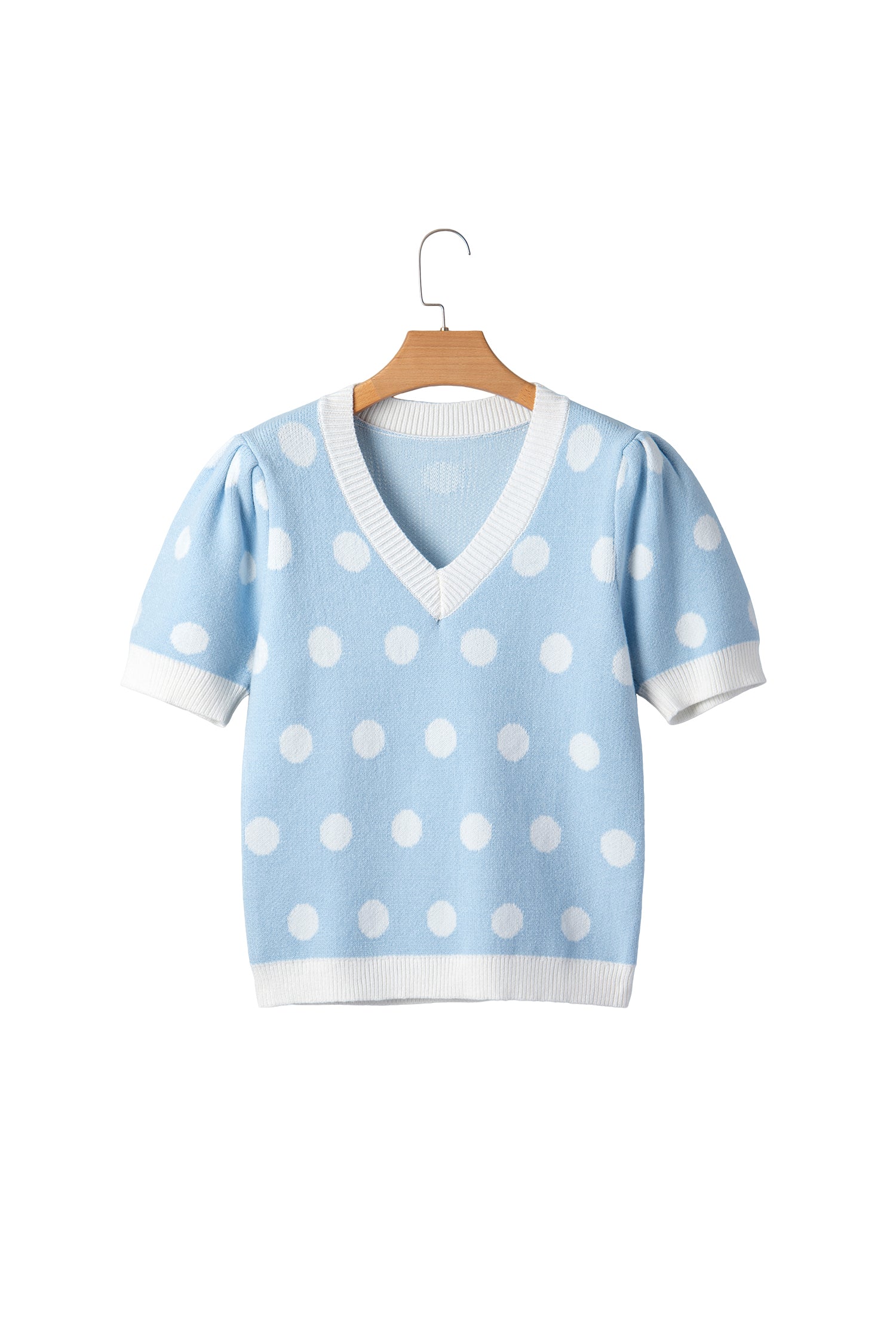 Haute Spot Blue Polka Dot Sweater Top