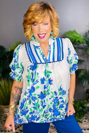 Too Cute To Handle Blue Top - S686BL