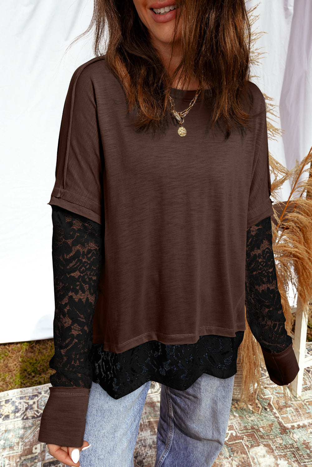 Lost In Lace Sheer Lace Patchwork Top