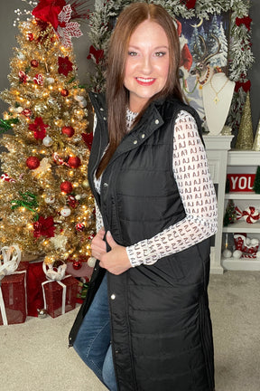 Puff Perfection Black Long Vest - OT062BK