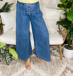 Just Add Stripes Wide Leg Jeans