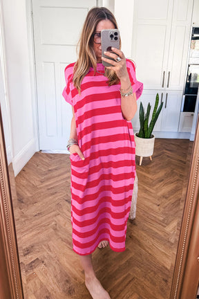 Cabana Cutie Stripe Cuffed Dress (2 Colors)