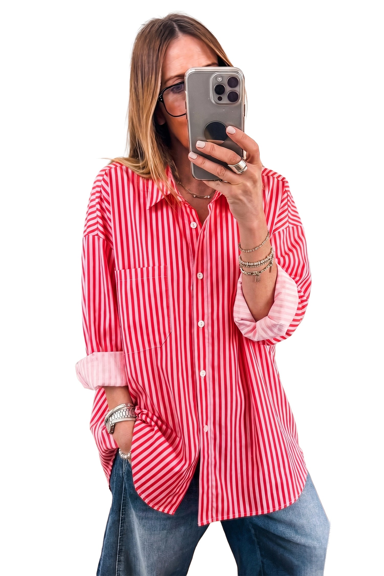 Candy Stripe Crush Button Down Top