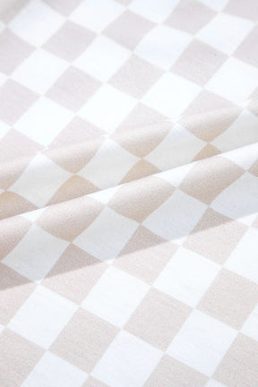 Check On That Apricot Checkered Jumpsuit