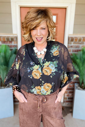 Little Moments Floral Top - S116BK