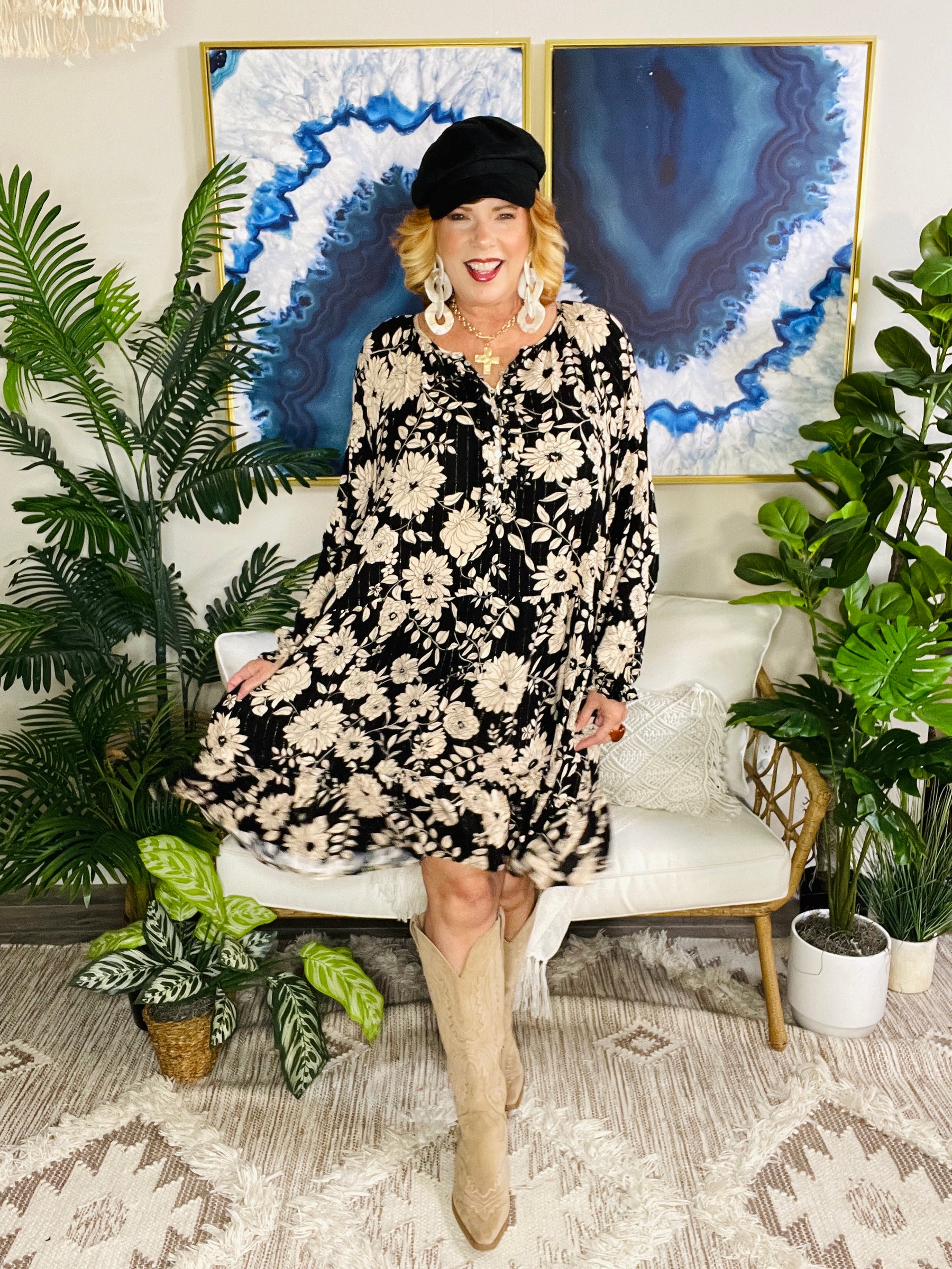 Timeless Blooms Dress - DR284BK