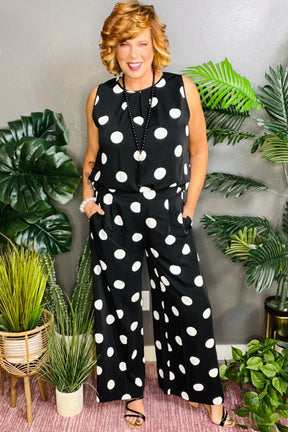 The Sweet Spot Black Polka Dot Top And Pant Set