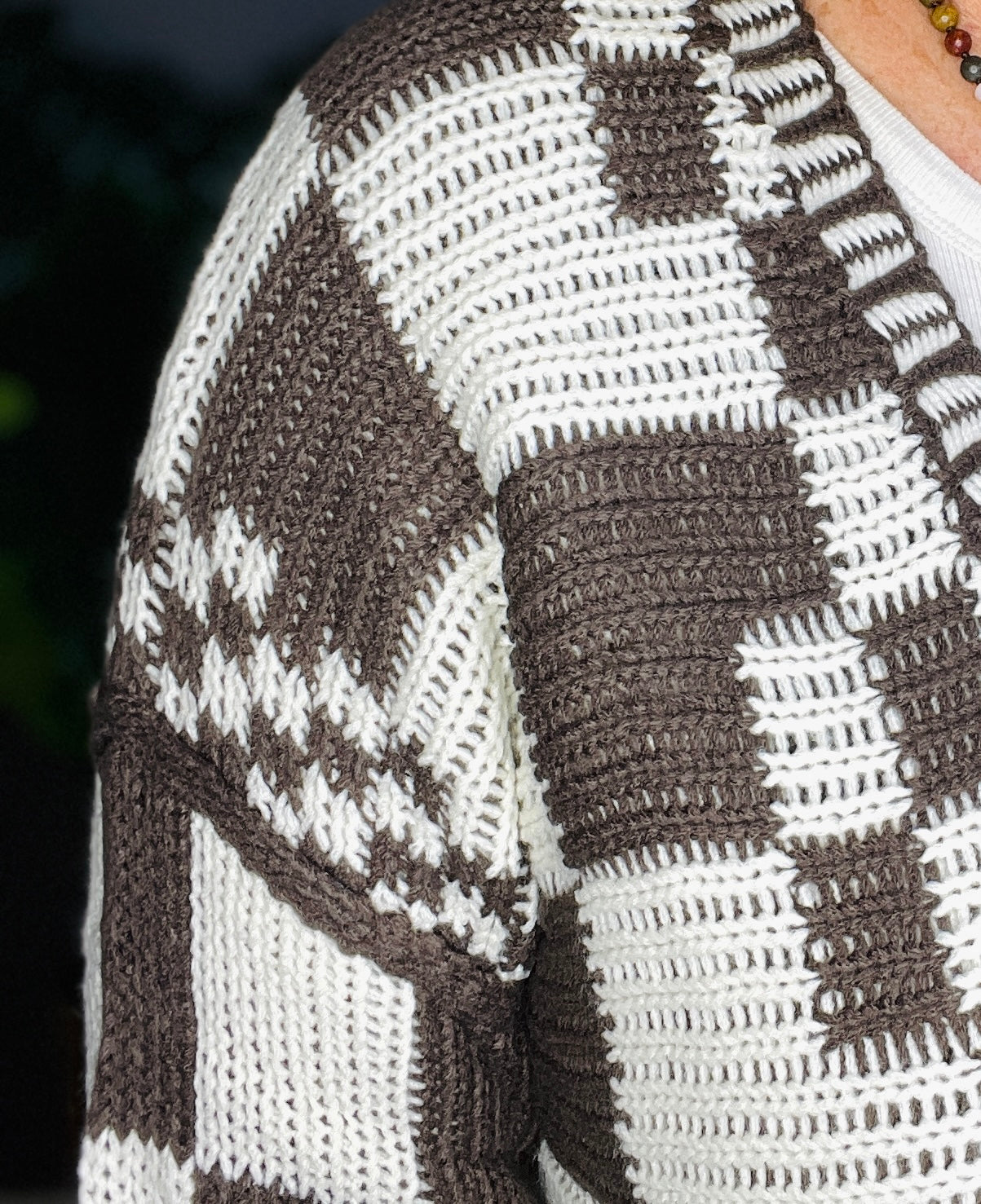 Comfort In Check Sweater Cardigan