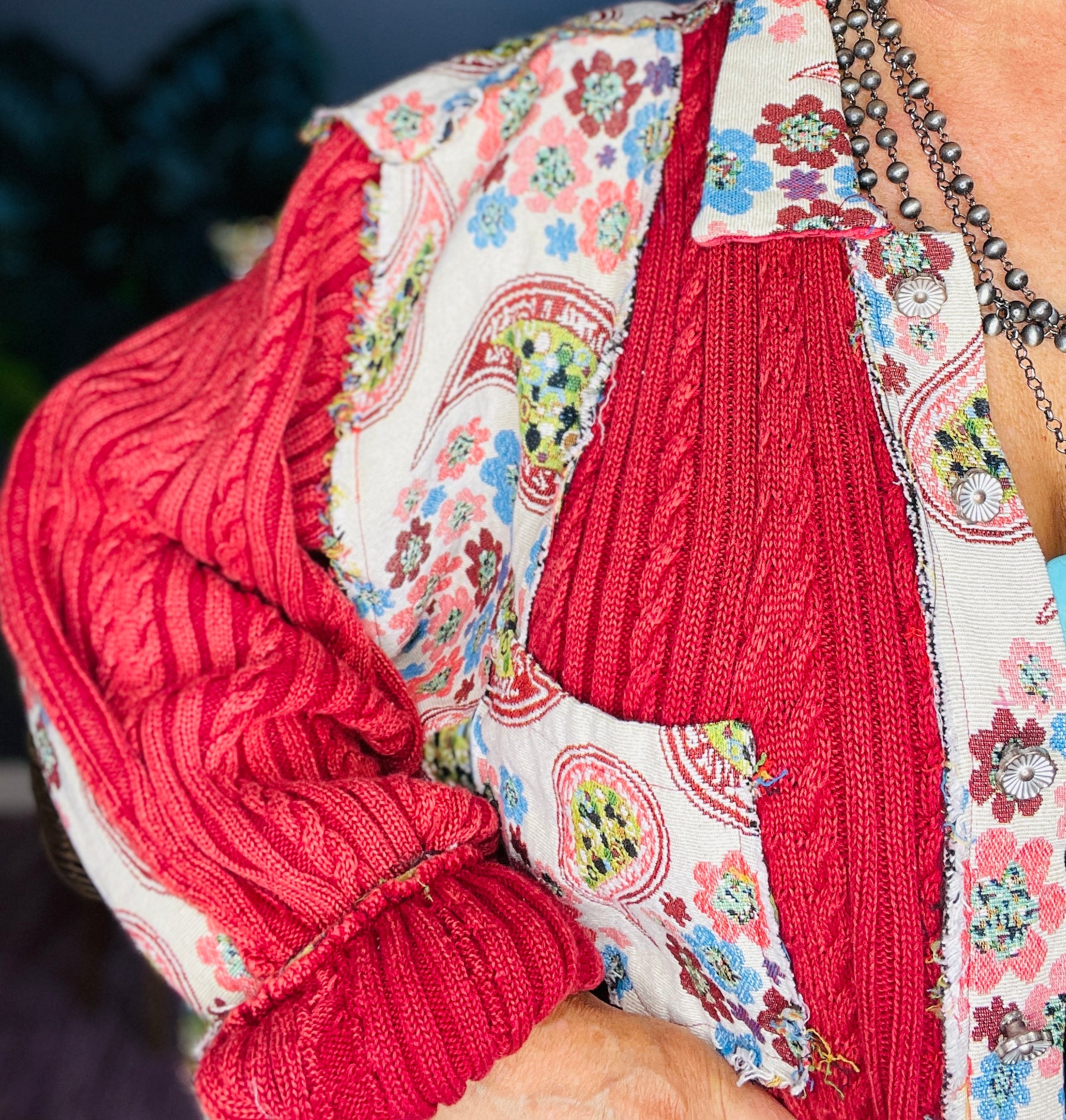 Pretty In Paisley Maroon Sweater Top - S010MA