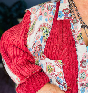 Pretty In Paisley Maroon Sweater Top - S010MA