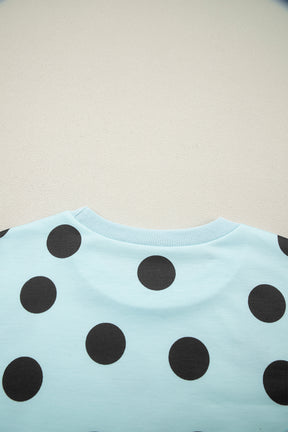 It's Spot On Sky Blue Polka Dot Top And Skort 2pc Set