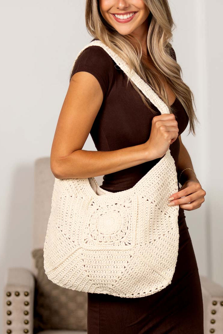 Raquel Crochet Hobo Shoulder Bag