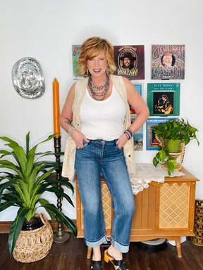 Ellis 4 Way Stretch Slouchy Straight Jeans with Cuffed Hem