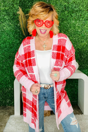 Plaid Valentine Cloud Cardigan - OT116RD