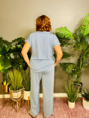 All The Comfort Denim Blue Ribbed Set - SET019DB