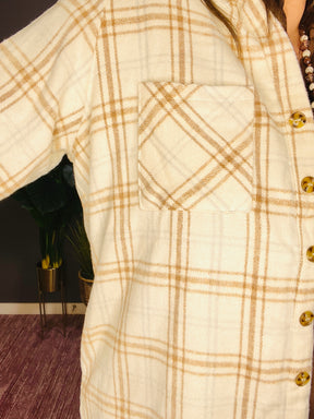 Southern Plaid Ivory Shacket Dress - DR042IV