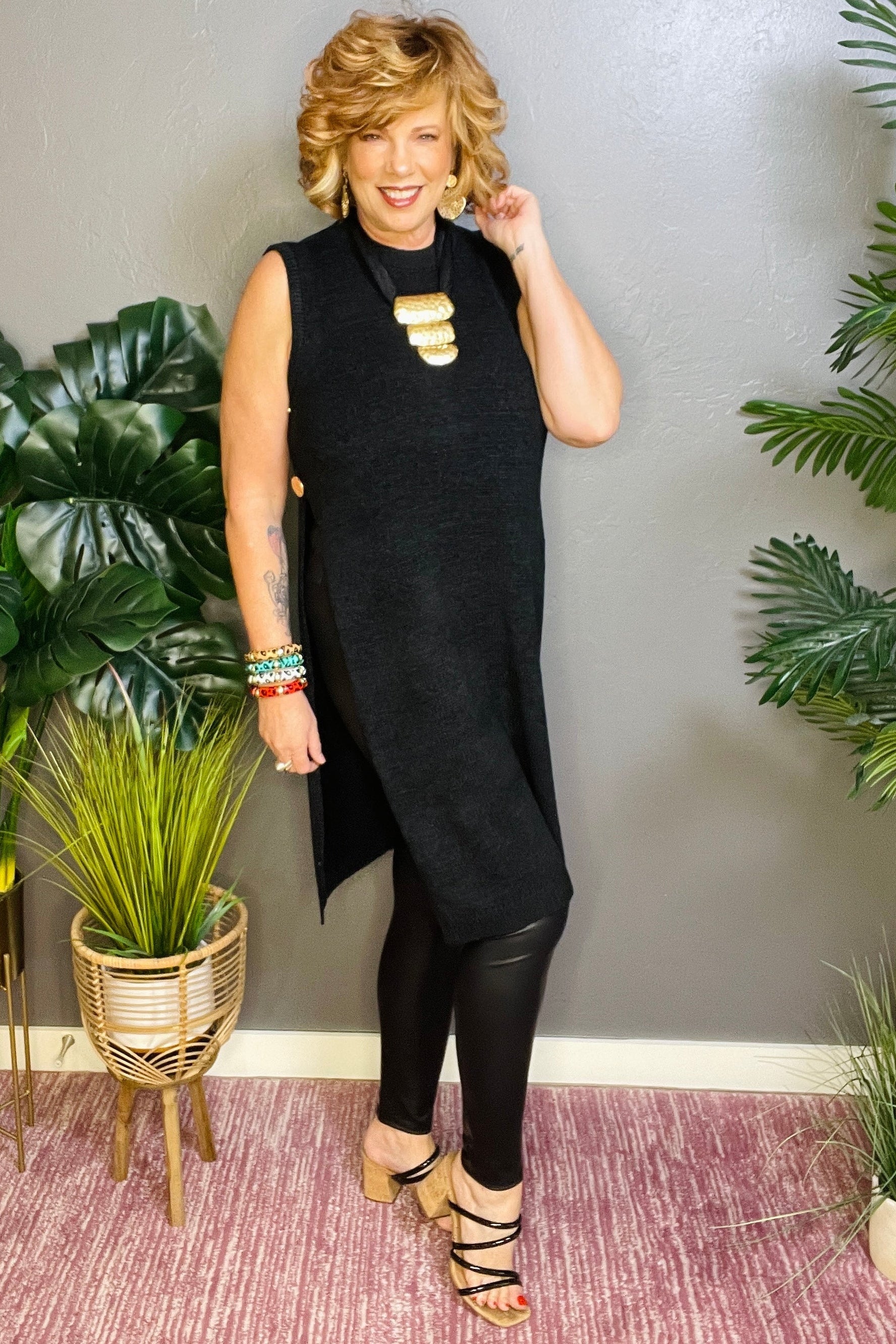 She's A Lady Black Long Sweater - S109BK