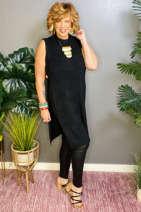 She's A Lady Black Long Sweater - S109BK
