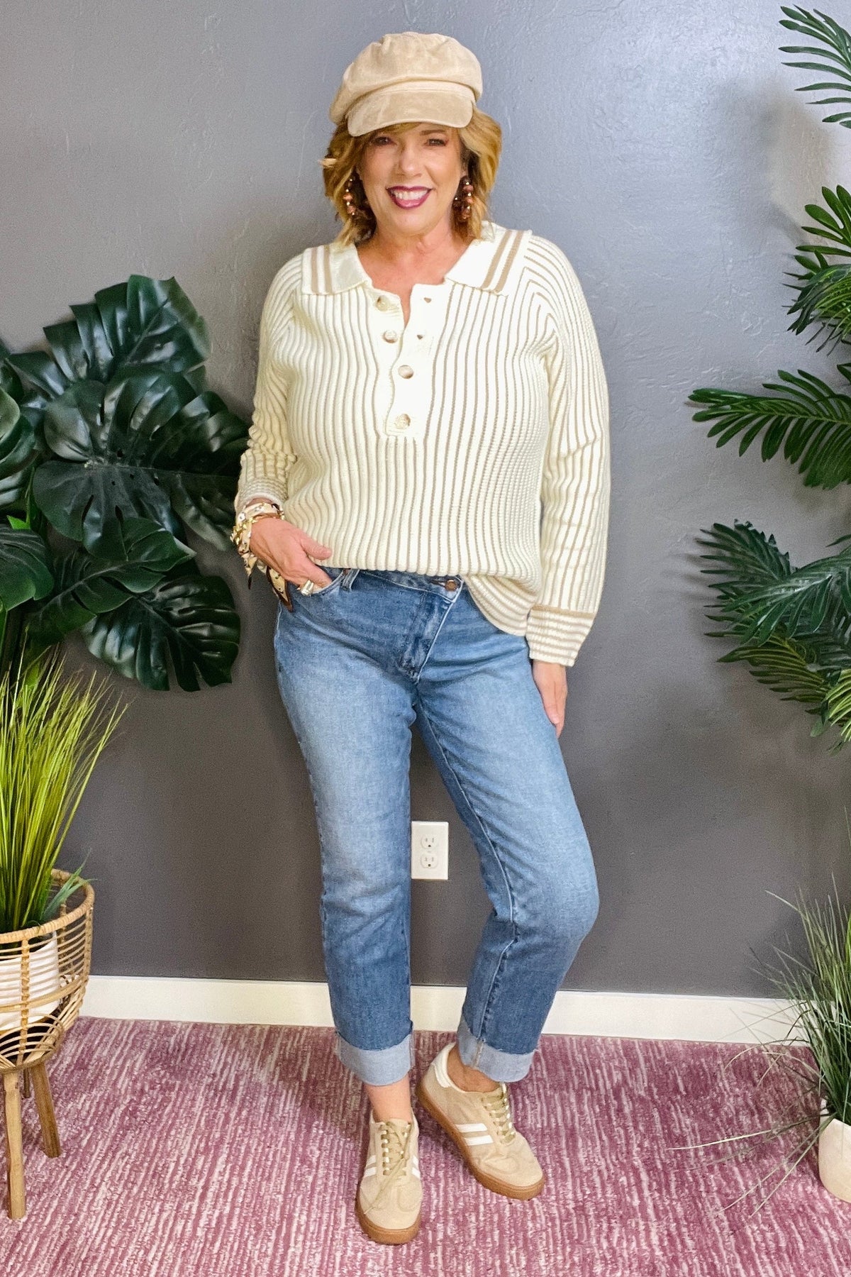 Cool Girl Club Ribbed Two Tone Sweater