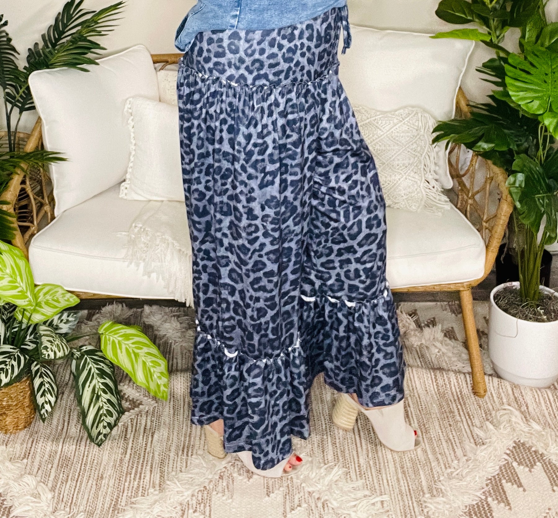 Posh Mode Leopard Print  Wide Leg Pants