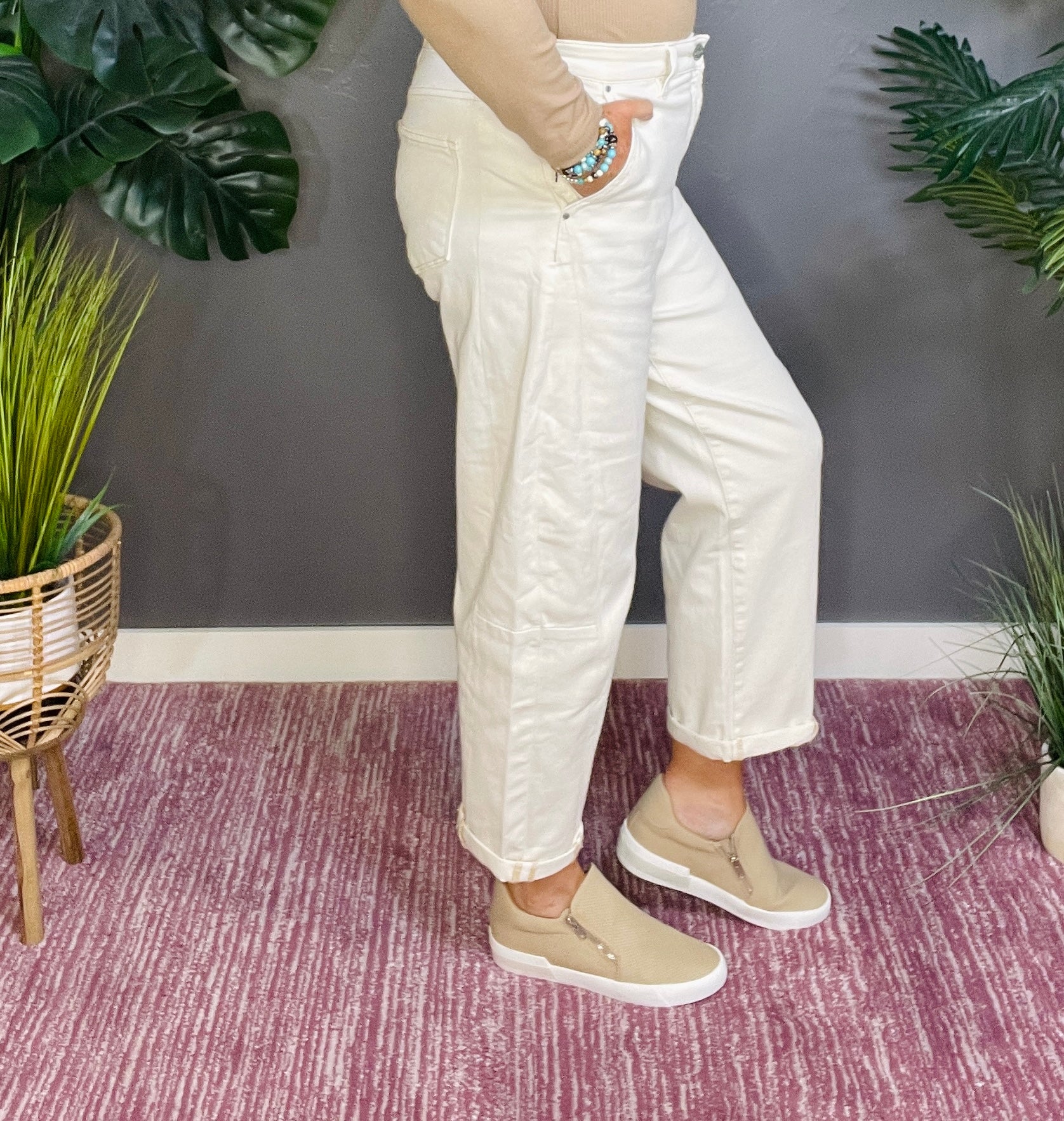 Madison High Rise Relaxed Barrel Cuffed Jeans