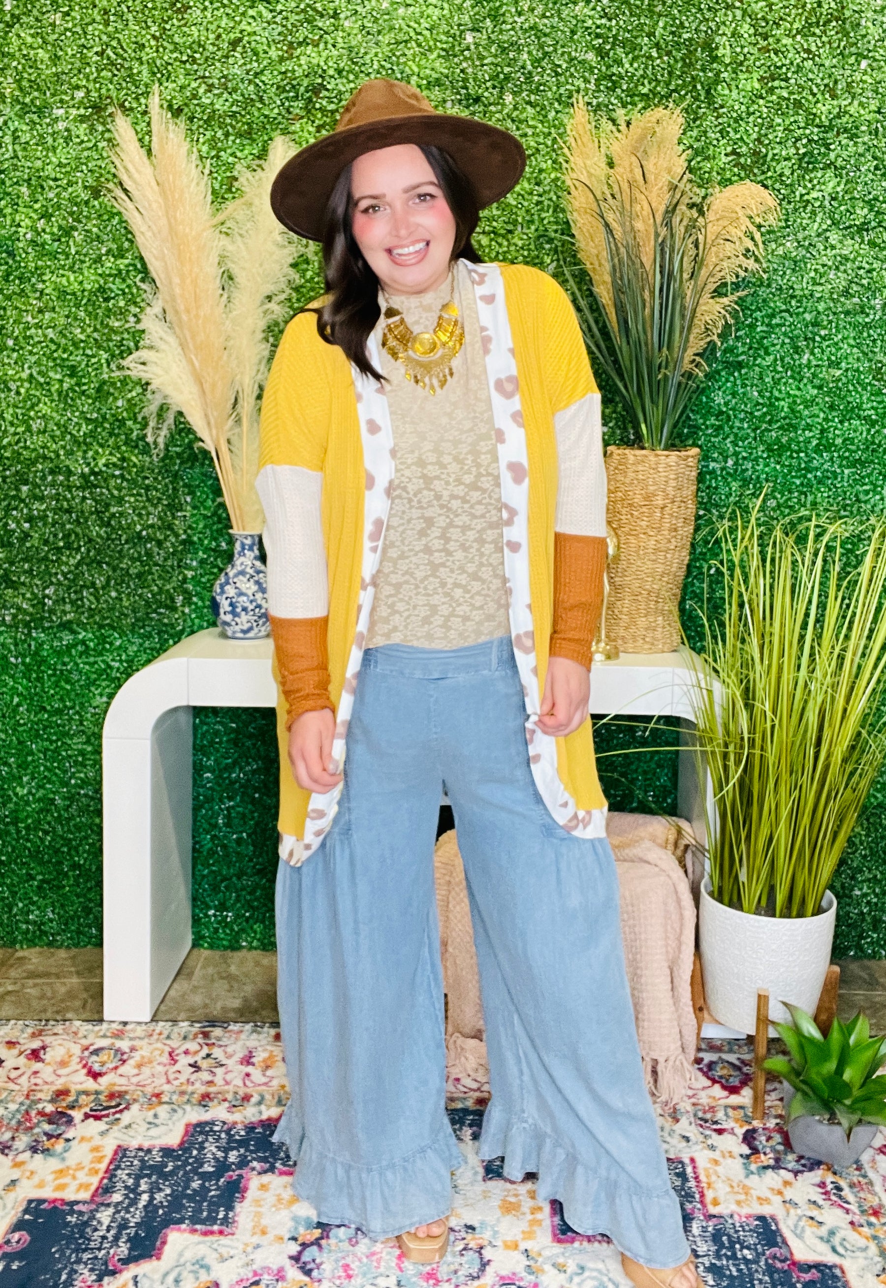 Golden Girl Waffle Cardigan - OT200YE