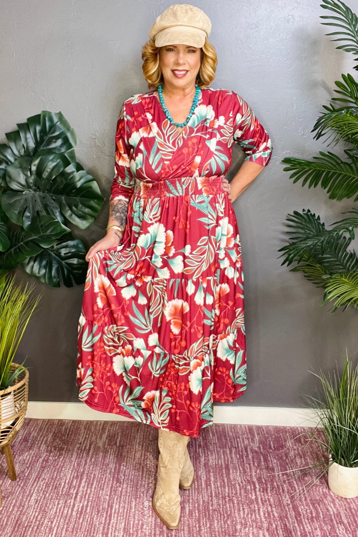 In Full Bloom Burgundy Maxi Dress - DR010BU
