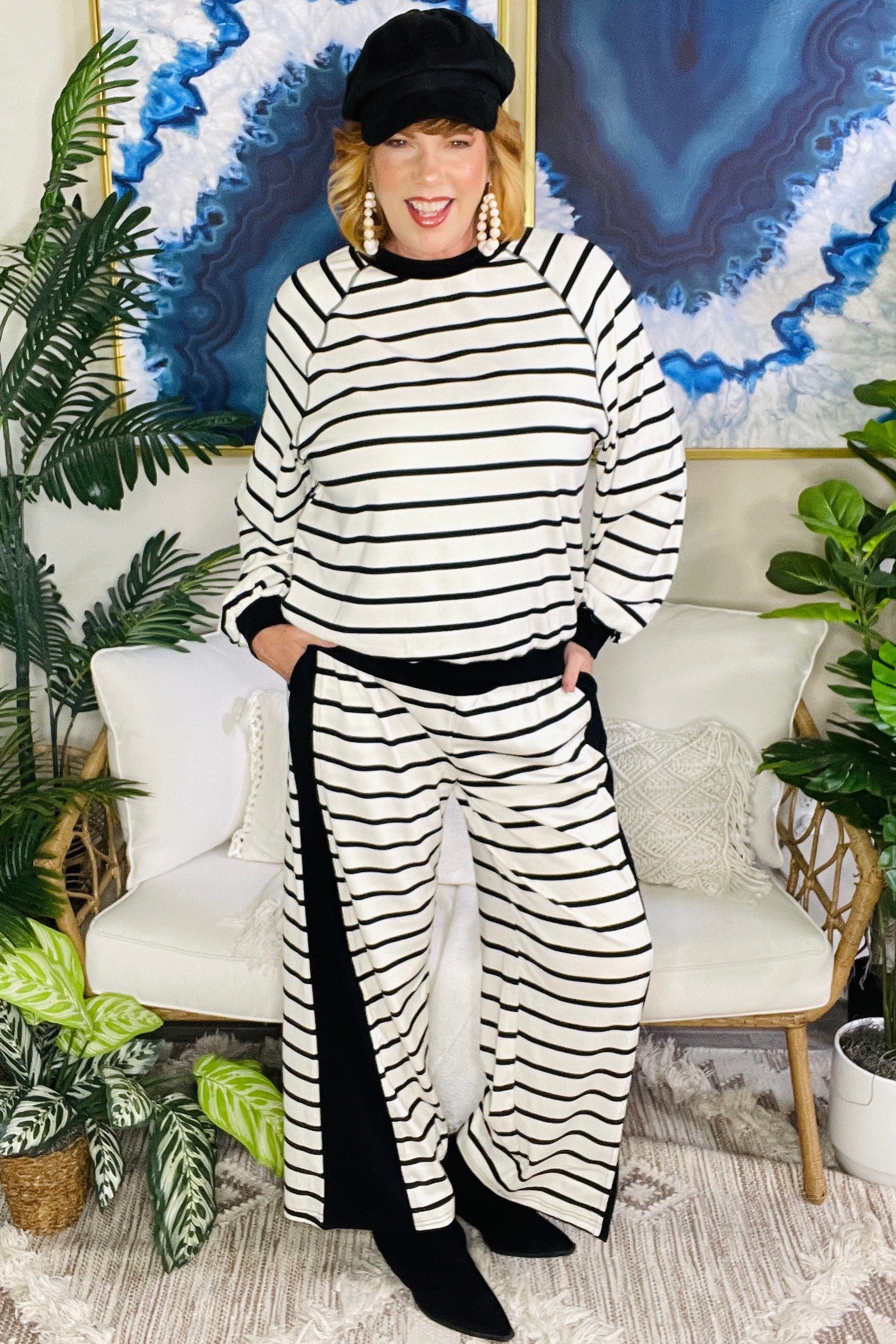 In Line For Comfort Top And Pant Set