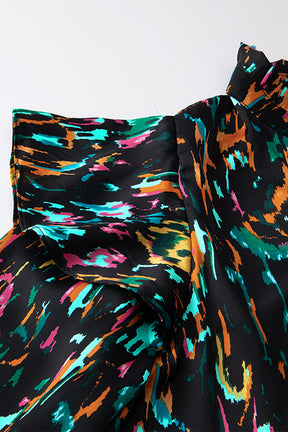 Full Spectrum Abstract Print 3/4 Puff Sleeve Top