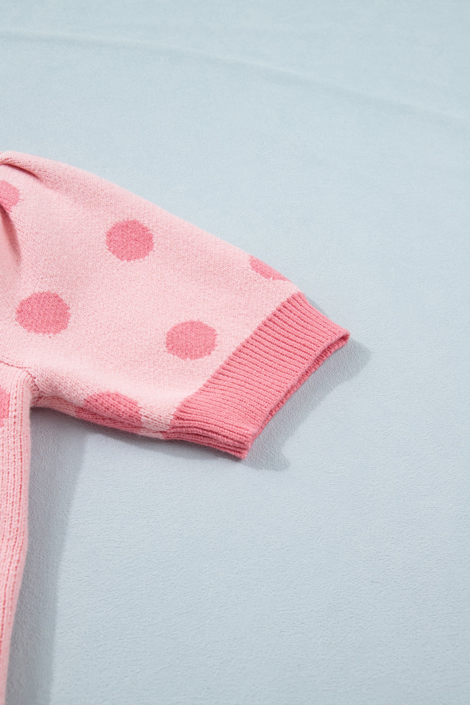 Haute Spot Rose Red Polka Dot Sweater Top