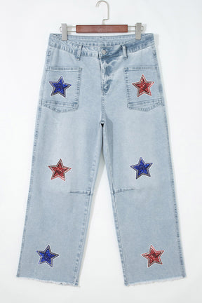 Star Spangled Denim  Sequin Stars Patch Jeans