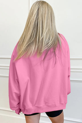 Blessed In Every Way Bright Pink Embroidered Sweatshirt