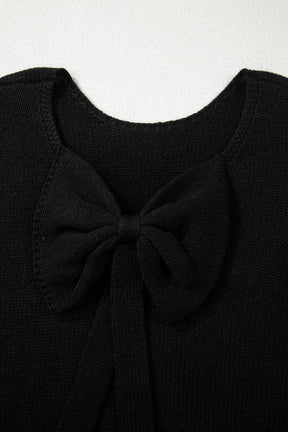 Bow Bella - Black Bow Backless Bubble Sleeve Sweater